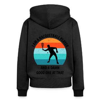 Racqueetball - Women's Premium Organic Zip Hoodie - black - Back - Julia (174cm)