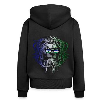 Lesotho - Frauen Premium Bio Zip Hoodie - Schwarz - Hinten - Julia (174cm)