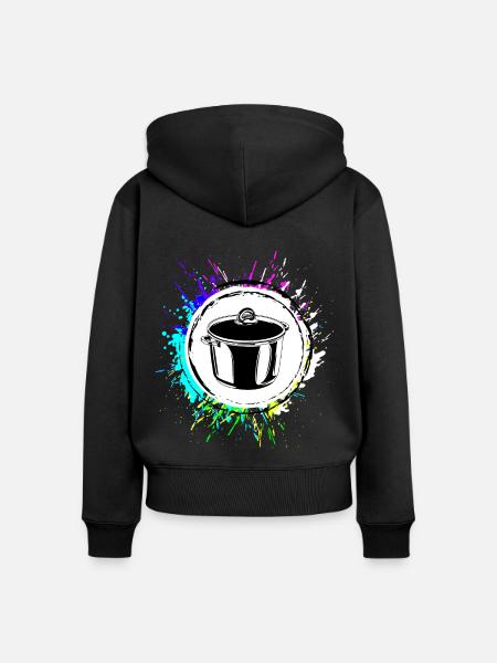 Kochtopf Icon Bunt Kochen - Frauen Premium Bio Zip Hoodie - Schwarz