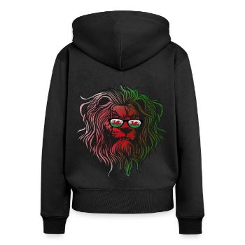 Wales - Frauen Premium Bio Zip Hoodie - Schwarz - Hinten - Julia (174cm)