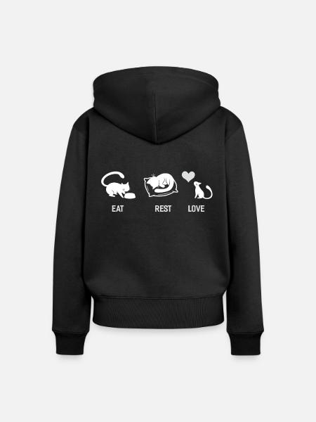 Eat rest love - Frauen Premium Bio Zip Hoodie - Schwarz