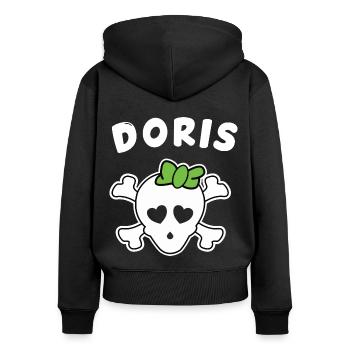 Pirate Doris Design pour les filles et les femmes - Sweat à capuche zippé Premium bio Femme - noir - Dos - Julia (174cm)