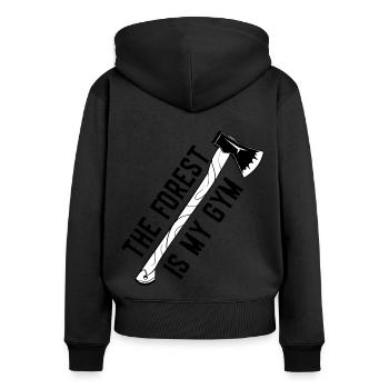 THE FOREST IS MY GYM SURVIVAL LUMBERJACK FORESTER - Women's Premium Organic Zip Hoodie - black - Back - Julia (174cm)