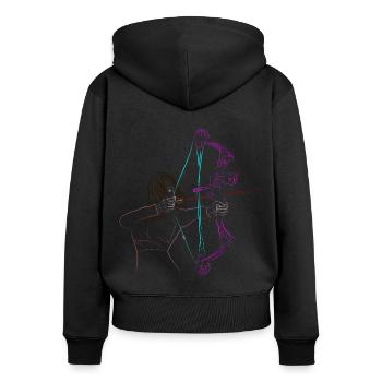 Archer T-Shirt Tir à l’arc - Sweat à capuche zippé Premium bio Femme - noir - Dos - Julia (174cm)