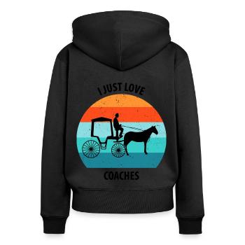 Kutscher Kutsche Pferdekutscher Kutschieren - Frauen Premium Bio Zip Hoodie - Schwarz - Hinten - Julia (174cm)