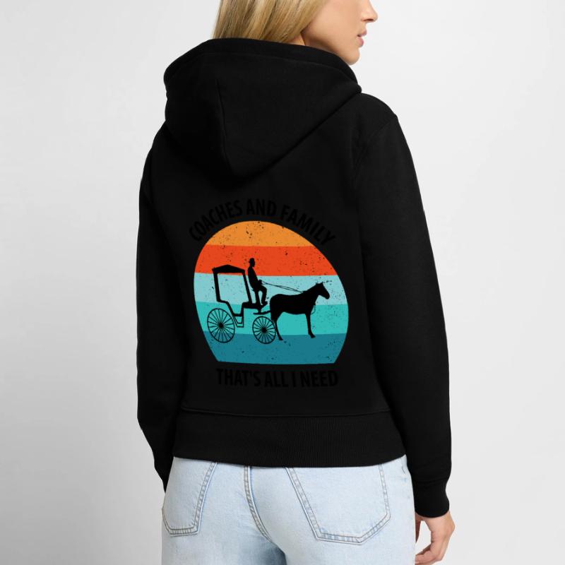 Calèche de cocher Calèche tirée par des chevaux Calèche Sweat à capuche zippé Premium bio Femme