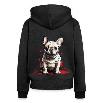 CHIEN BOULEDOGUE FRANÇAIS - Sweat à capuche zippé Premium bio Femme - noir - Dos - Julia (174cm)