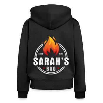 Sarahs BBQ - Women's Premium Organic Zip Hoodie - black - Back - Julia (174cm)