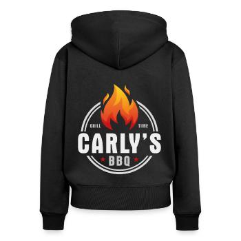 Carlys BBQ - Women's Premium Organic Zip Hoodie - black - Back - Julia (174cm)