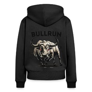 Cotations de la Bourse de Bullrun Krypro Bull Red Eye - Sweat à capuche zippé Premium bio Femme - noir - Dos - Julia (174cm)
