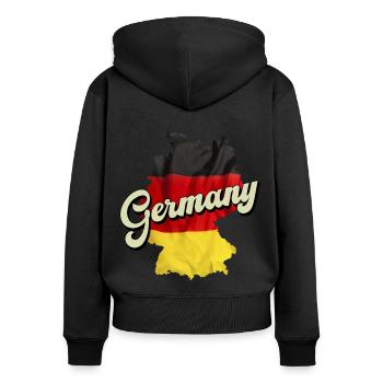 Allemagne Pays Umgrisse Géographie Carte - Sweat à capuche zippé Premium bio Femme - noir - Dos - Julia (174cm)