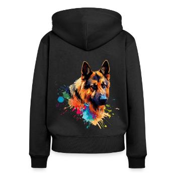 German Shepherd Art - Women's Premium Organic Zip Hoodie - black - Back - Julia (174cm)