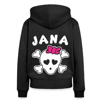 Jana Design für Mädchen und Frauen - Frauen Premium Bio Zip Hoodie - Schwarz - Hinten - Julia (174cm)