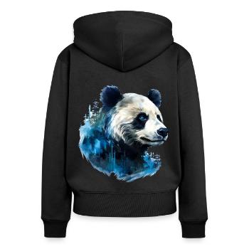 Panda - Frauen Premium Bio Zip Hoodie - Schwarz - Hinten - Julia (174cm)