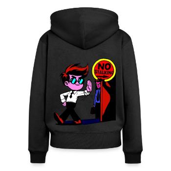 Pas de harcèlement - Sweat à capuche zippé Premium bio Femme - noir - Dos - Julia (174cm)