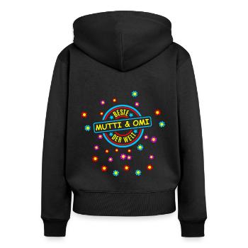 Beste Omi Mutti - Frauen Premium Bio Zip Hoodie - Schwarz - Hinten - Julia (174cm)