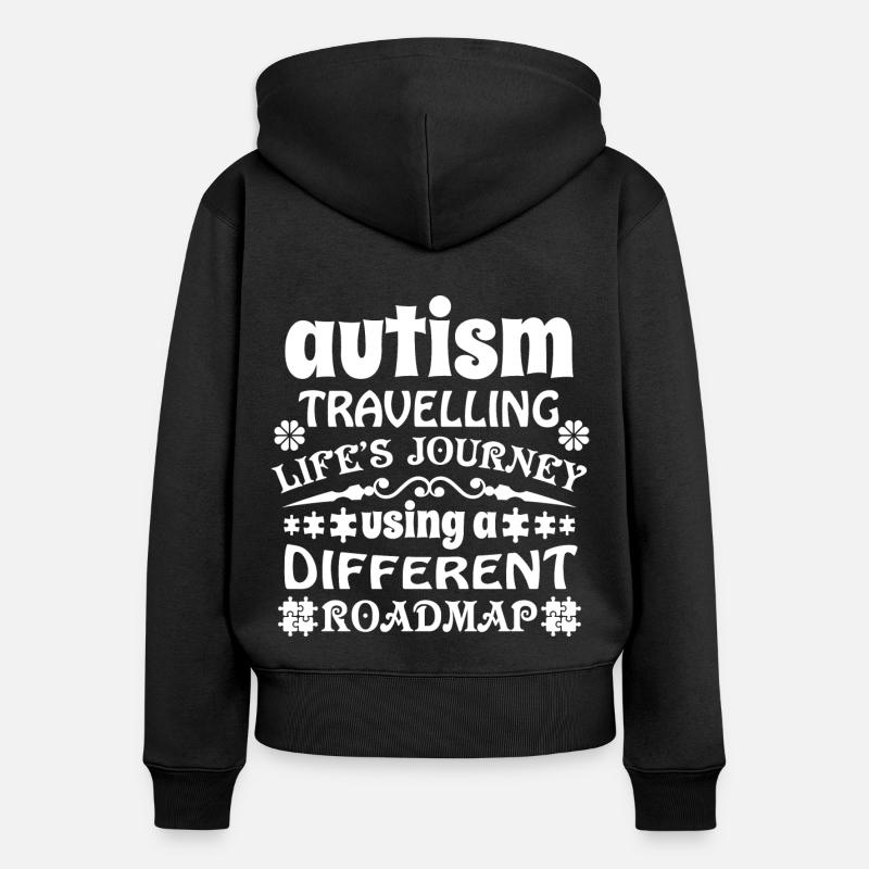Autisme - Sweat à capuche zippé Premium bio Femme - noir