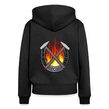 Hufeisen Berufe Schmied Hufschmied Gewerbe feurig - Frauen Premium Bio Zip Hoodie - Schwarz - Hinten - Julia (174cm)