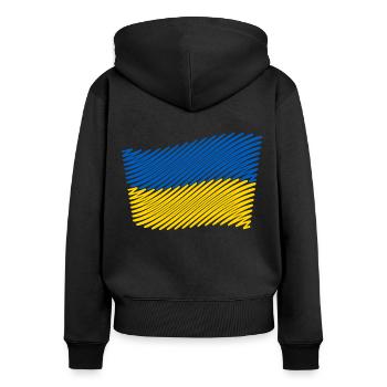 Ukraine Flagge Skizze (Blau - Gelb) - Frauen Premium Bio Zip Hoodie - Schwarz - Hinten - Julia (174cm)