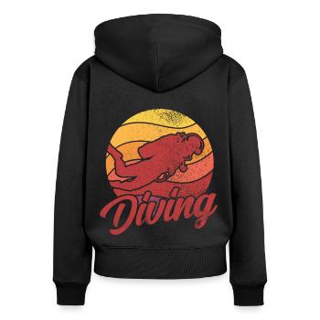 Retro Graphic Snorkeler Scuba Diver Diving Snorkel - Frauen Premium Bio Zip Hoodie - Schwarz - Hinten - Julia (174cm)