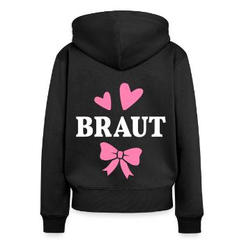 Braut Junggesellinnenabschied Heirat Hochzeit - Frauen Premium Bio Zip Hoodie - Schwarz - Hinten - Julia (174cm)