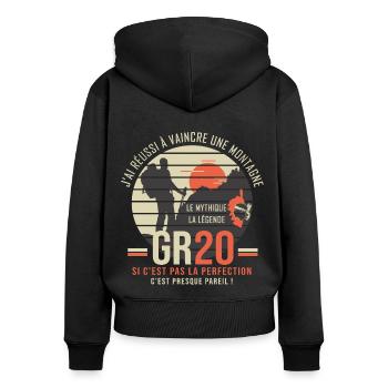 GR 20 randonnée corse gr 20 GR 20 - Sweat à capuche zippé Premium bio Femme - noir - Dos - Julia (174cm)