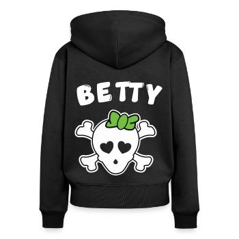 Piratin Betty Design für Mädchen und Frauen - Frauen Premium Bio Zip Hoodie - Schwarz - Hinten - Julia (174cm)