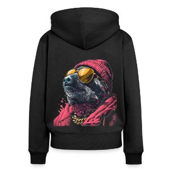 Paresseux frais - Sweat à capuche zippé Premium bio Femme - noir - Dos - Julia (174cm)
