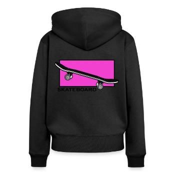 skateboard skater halfpipe sk8 grind skate - Women's Premium Organic Zip Hoodie - black - Back - Julia (174cm)