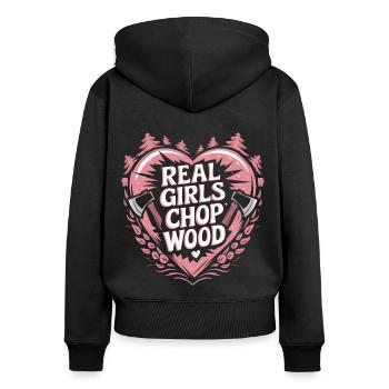 Bûcheron Bûcheron Coupeur de Bois Femmes - Sweat à capuche zippé Premium bio Femme - noir - Dos - Julia (174cm)
