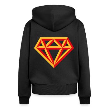 Diamond (Gemstone Brilliant Symbol / Outl. Red 2C) - Women's Premium Organic Zip Hoodie - black - Back - Julia (174cm)
