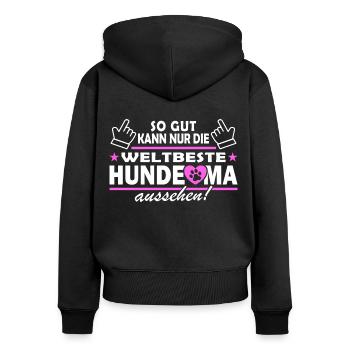 So gut kann nur die weltbeste Hunde Oma aussehen - Frauen Premium Bio Zip Hoodie - Schwarz - Hinten - Julia (174cm)