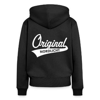 Original Nordlicht (Norddeutsch / Nordisch / 1C) - Frauen Premium Bio Zip Hoodie - Schwarz - Hinten - Julia (174cm)