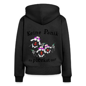 Keine Panik vor der Spritze - Frauen Premium Bio Zip Hoodie - Schwarz - Hinten - Julia (174cm)