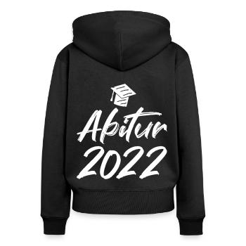 Abschluss Abitur 2022 Hut Pinselschrift - Frauen Premium Bio Zip Hoodie - Schwarz - Hinten - Julia (174cm)