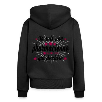 Pharmacienne Pharmacie Pharmacien Métier Humour - Sweat à capuche zippé Premium bio Femme - noir - Dos - Julia (174cm)