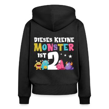 2 Geburtstag 2. Geburtstag Monster Spruch - Frauen Premium Bio Zip Hoodie - Schwarz - Hinten - Julia (174cm)