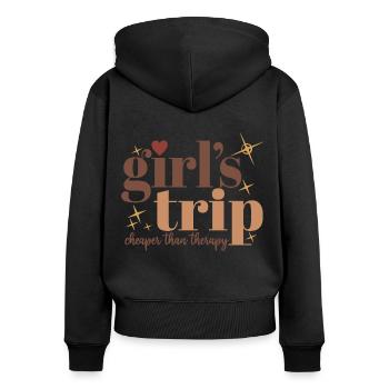 Voyage de fille moins cher que la thérapie Women Squad Vacay - Sweat à capuche zippé Premium bio Femme - noir - Dos - Julia (174cm)