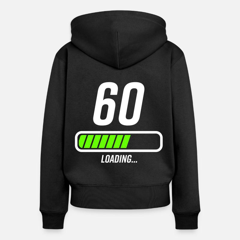 60th Birthday Loading Loading Beam - Women's Premium Organic Zip Hoodie - black