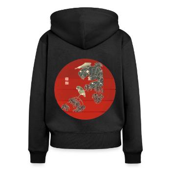 Japanische Kunst Vintage - Frauen Premium Bio Zip Hoodie - Schwarz - Hinten - Julia (174cm)