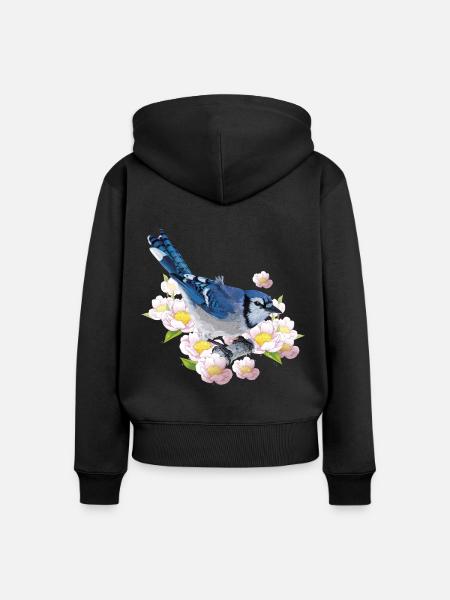 Blaue Chara - Frauen Premium Bio Zip Hoodie - Schwarz