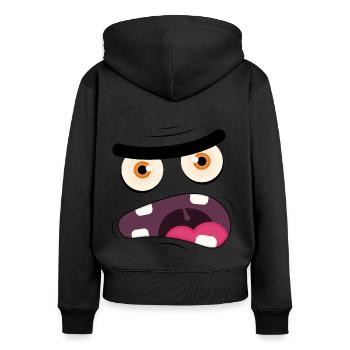 Monster Face 1 - Sweat à capuche zippé Premium bio Femme - noir - Dos - Julia (174cm)