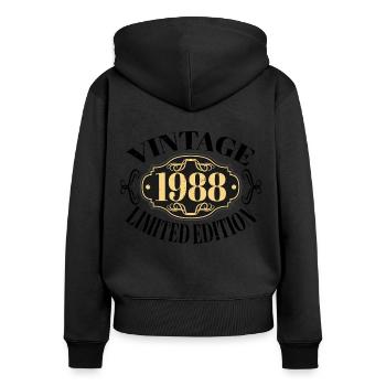 Jahrgang 1988 - 34 Jahre alt, Geschenk zum 34. Geburtstag - Frauen Premium Bio Zip Hoodie - Schwarz - Hinten - Julia (174cm)
