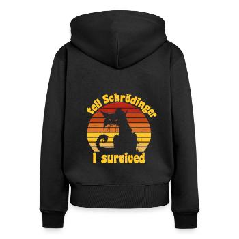 Chat de schrödinger - Sweat à capuche zippé Premium bio Femme - noir - Dos - Julia (174cm)