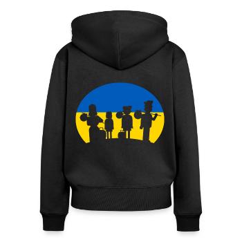 Ukraine Flüchtlinge Hilfe Refugees - Frauen Premium Bio Zip Hoodie - Schwarz - Hinten - Julia (174cm)