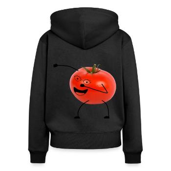 tomato with geischt - Women's Premium Organic Zip Hoodie - black - Back - Julia (174cm)