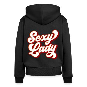Sexy Lady | Farben änderbar - Frauen Premium Bio Zip Hoodie - Schwarz - Hinten - Julia (174cm)
