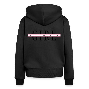 Lettrage Girl Power - Sweat à capuche zippé Premium bio Femme - noir - Dos - Julia (174cm)