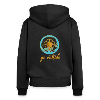 go outside compass - Women's Premium Organic Zip Hoodie - black - Back - Julia (174cm)