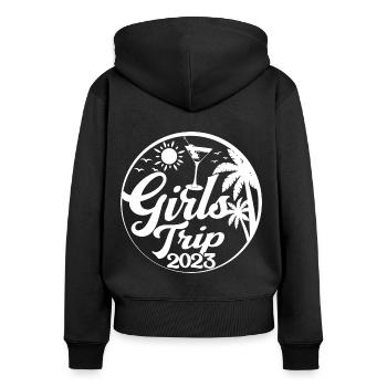 Voyage des filles 2023 Cool Girls Trip Week-end Vacances - Sweat à capuche zippé Premium bio Femme - noir - Dos - Julia (174cm)